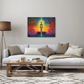 Obraz na szkle - Kobieta i czakry (70x50 cm)