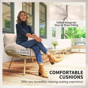 Outsunny Zestaw mebli ogrodowych 4-częściowy zestaw wypoczynkowy z rattanu z sofą, 2 krzesłami, stolikiem, głębokimi siedziskami i grubymi poduszkami | Aosom PL