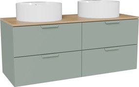 Podwieszana szafka łazienkowa z umywalką nablatową okrągłą - Migdałowa zieleń - szer. 120 cm AVORELI