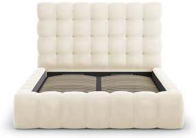 Beżowe tapicerowane łóżko dwuosobowe ze schowkiem i stelażem 140x200 cm Bali – Cosmopolitan Design