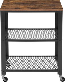 Stolik pomocniczy na kółkach TAYLOR 60x40 cm, rustykalny brązowy