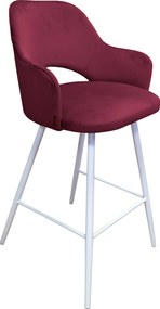 Hoker Milano krzesło barowe tkanina Welur podstawa metalowa : Kolor nogi - Biały stożek, Kolor tkaniny - VELVET - MG02, Typ siedziska - Siedzisko stałe