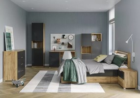 Łóżko z oświetleniem LED z 2 szufladami 140x200