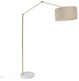Lampa podłogowa złota z jasnobrązowym abażurem 50 cm regulowana - EditorDesignerski Oswietlenie wewnetrzne
