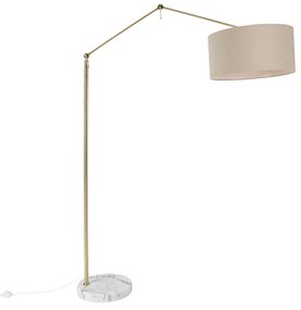 Lampa podłogowa złota z kloszem jasnobrązowym 50 cm regulowana - EditorDesignerski Oswietlenie wewnetrzne