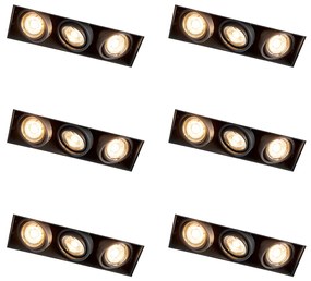Zestaw 6 reflektorów wpuszczanych czarnych, regulowanych, bezramkowych, 3-punktowych - Oneon