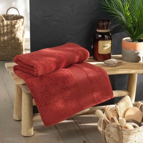 Ceglasty bawełniany ręcznik kąpielowy frotte 90x150 cm Tendresse – douceur d'intérieur