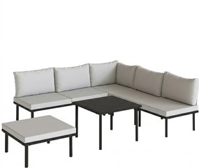Outsunny Zestaw Mebli Ogrodowych 5-6 Osób Sofa Dwuosobowa, Krzesła, Narożnik, Stolik, Podnóżek | Aosom PL