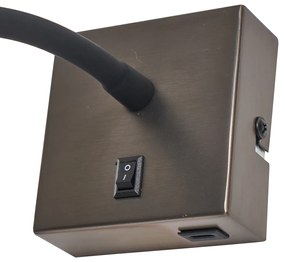 Nowoczesny Kinkiet / Lampa scienna w kolorze metalu z portem USB-C - Gosna Nowoczesny Oswietlenie wewnetrzne