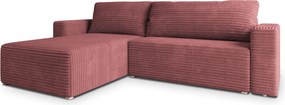 Masseno Narożnik CALTI z funkcją spania i pojemnikiem na pościel Narozniki L, Rozkładana sofa - Pudrowy róż, TILIA 62