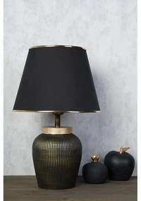 Lampa stołowa w czarno-złotym kolorze z tekstylnym kloszem (wysokość 50 cm) Oxa – Opviq lights