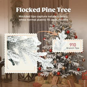 HOMCOM Sztuczna choinka, 150 cm, ze śniegiem, 1162 gałązek, ze składanym metalowym stojakiem | Aosom PL