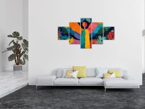 Obraz - Abstrakcyjny anioł z kwiatami (125x70 cm)