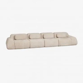 Sofa Modułowy 4-częściowy Z Tkaniny Chenilla Pakowany Próżniowo Merida Szenila Gruba Beż Tapioka - Sklum