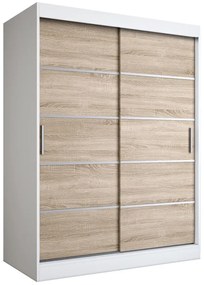 Szafa przesuwna biel + dąb sonoma 150 cm - Bohosa 4X