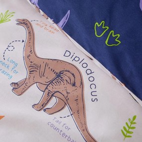 Niebiesko-beżowa pościel dziecięca dwuosobowa 200x200 cm Prehistoric Dinosaurs – Catherine Lansfield