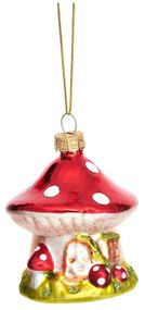 Szklana ozdoba świąteczna wykonana ręcznie ø 6 cm Mushroom House – Sass &amp; Belle