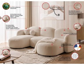 Jasnobrązowy narożnik z materiału bouclé (w kształcie litery U) Orbit – Ropez