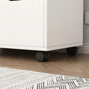 Szafka na drukarkę, biała – 60 x 70 x 35 cm – wielofunkcyjna, nowoczesna, z 3 półkami