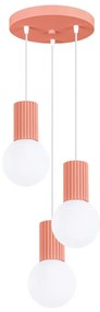 Lampa wisząca HALO 3P brzoskwiniowa ryflowana SOLLUX  LIGHTING