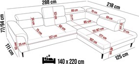 Narożnik DENVER L Prawostronny z funkcją spania Prawostronny w ktaninie SERENO 691 WERSAL