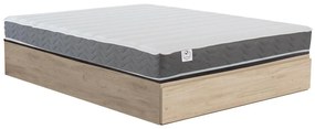 Zestaw 140 x 190 cm stelaż z jasną naturalną skrzynią i szufladą + materac o grub. 18 cm z pianką o wysokiej gęstości, pamięcią kształtu i oddychającym pokrowcem 3D - HEAVEN marki Ysmée
