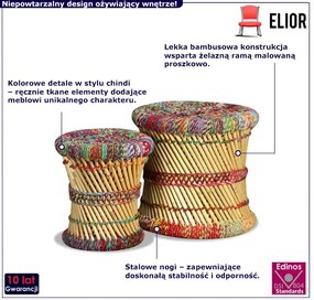 Bambusowe okrągłe stołki w stylu chindi 2 szt T6-A15