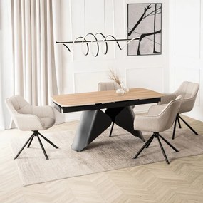 Stół Rozkładany Prostokątny VERONA 160-240 cm Ceramiczny Dąb/Czarny Nowoczesny