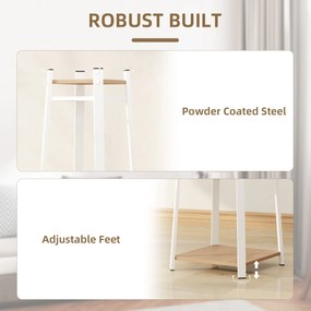 HOMCOM Wieszak na ubrania, design trapezowy, trzypoziomowy, 8 podwójnych haczyków, stalowy, Biały+Dąb