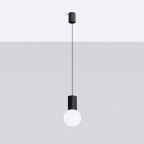 Czarna lampa wisząca ze szklanym kloszem ø 12 cm Orbital – Sollux
