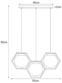 Geometryczna potrójna lampa wisząca nad stół - S770-Hona