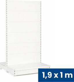 Regał sklepowy obustronny, pełne ścianki, 1900 x 1000 x 900 mm, podstawowy, biały