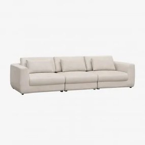 Modułowa Sofa 3-częściowa Z Regulowanym Zagłówkiem, Tapicerowana Tkaniną Chenille Cataline Szenila Kremowy Beż - Sklum