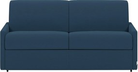 Kanapa 4-osobowa rozkładana typu express z granatowej tkaniny z siedziskiem z pianki z pamięcią kształtu - Powierzchnia spania 160 cm - Materac 22 cm z pianki i pamięciowej CALIFE