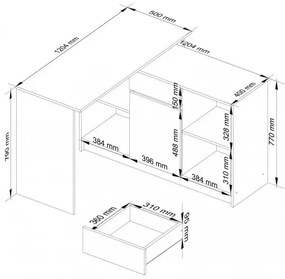 Biurko narożne do nauki biały + dąb sonoma Ontario 3X