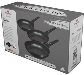 BerlingerHaus Zestaw patelni z powłoką tytanowąBlack Vantage, 3 sztuki