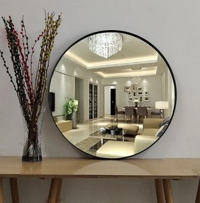 Lustro LOFT ścienne okrągłe łazienkowe do salonu sypialni loftowe Industrialne minimalistyczne : Kolor Stelaża - Czarny , Rozmiar - FI60