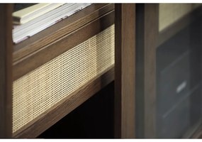 Ciemnobrązowa witryna w dekorze dębu z drzwiami przesuwnymi 110x160 cm Barrali – Unique Furniture