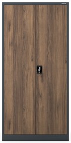 Biurowa szafa metalowa JAN, 900 x 1850 x 400 mm, Eco Design: antracytowa/ orzech