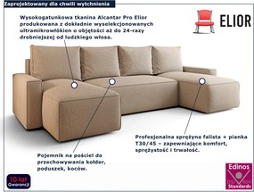 Ciemnobeżowy narożnik tapicerowany U z pojemnikiem - Meltix 3X