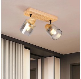 Brilagi - Oprawa punktowa HYGGE 2xE14/15W/230V drewno kauczukowe/dymione
