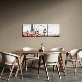 Obraz - Kochankowie w Paryżu (z zegarem) (90x30 cm)