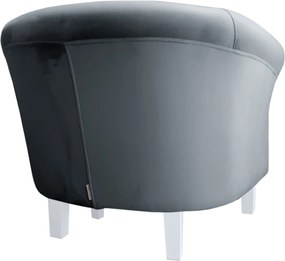 Fotel Milo tkanina Welur wygodny fotel tapicerowany do salonu i sypialni : Kolor nogi - Biała, Kolor tkaniny - VELVET - BL14, Wysokość nogi - 15 cm