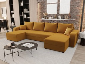 BEDANTE narożnik w kształcie U HEWLET U BIS Zoom 9 pomarańczowy z funkcją spania sofa w kształcie litery U z pojemnikiem na pościel