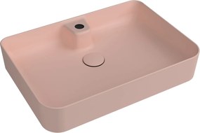 Umywalka ceramiczna nablatowa różowa z otworem na baterie 60 x 42 cm LERA pink