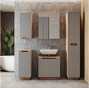 Zestaw mebli łazienkowych dąb/szary ze strukturą płytek 59.8x32x62.1 lotta