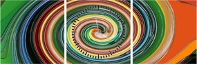 Abstrakcyjny obraz - kolorowa spirala (z zegarem) (90x30 cm)