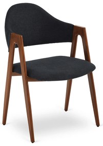 Krzesło Tapicerowane do Salonu RUIZ Czarne/Orzech Nowoczesne Loft