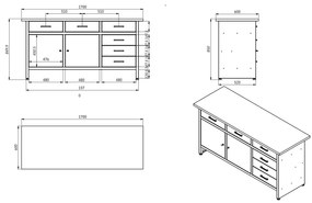 Stół warsztatowy HENRY, 1700 x 850 x 600 mm, antracytowo-czerwony
