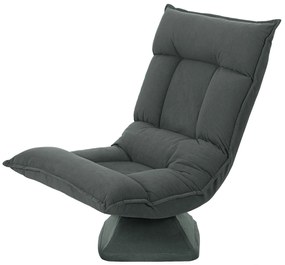 HOMCOM Krzesło podłogowe z pięciostopniową regulacją oparcia, obrotowe, nowoczesne krzesło tapicerowane, Ciemnoszary